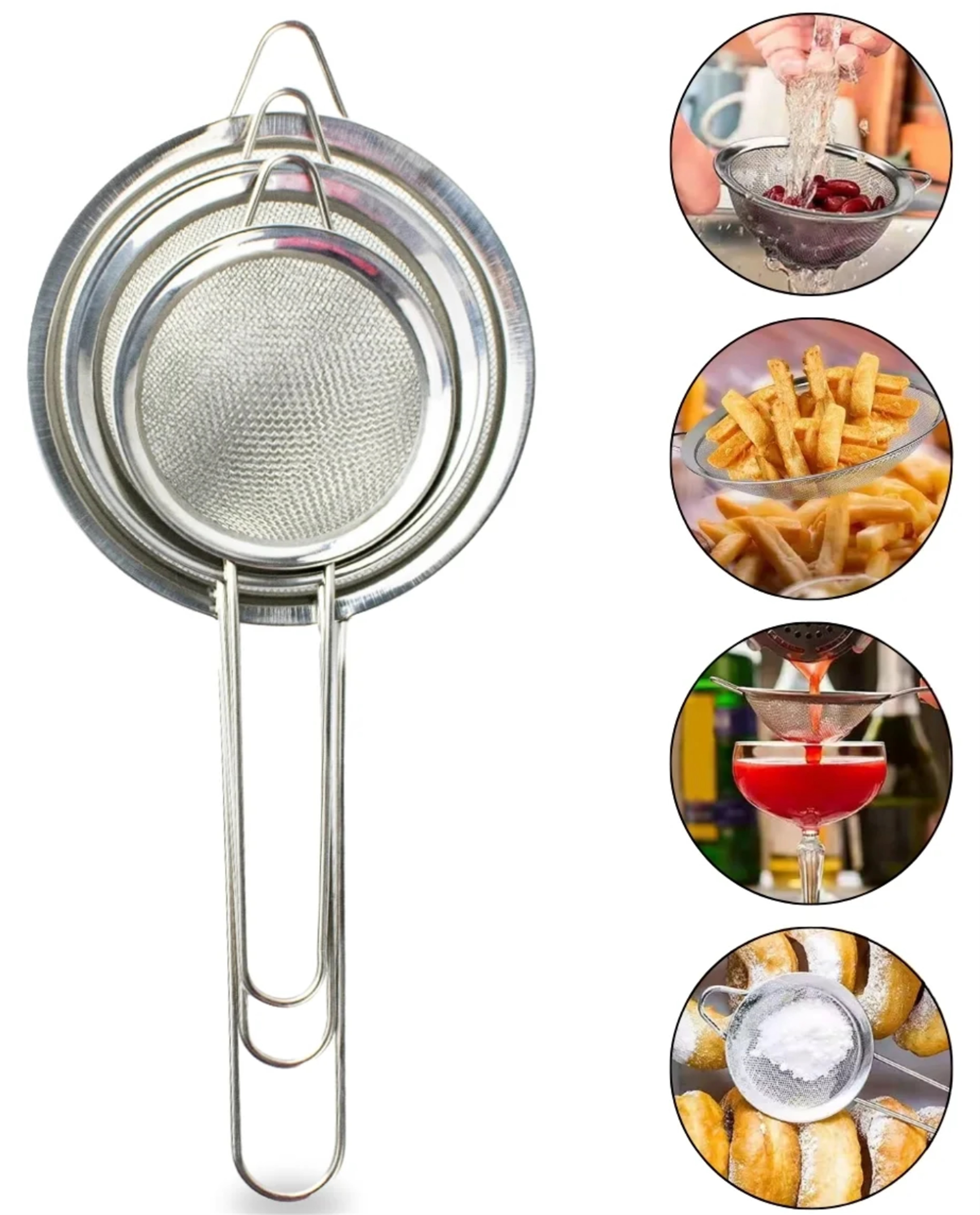 PENEIRA INOX 3 TAMANHOS