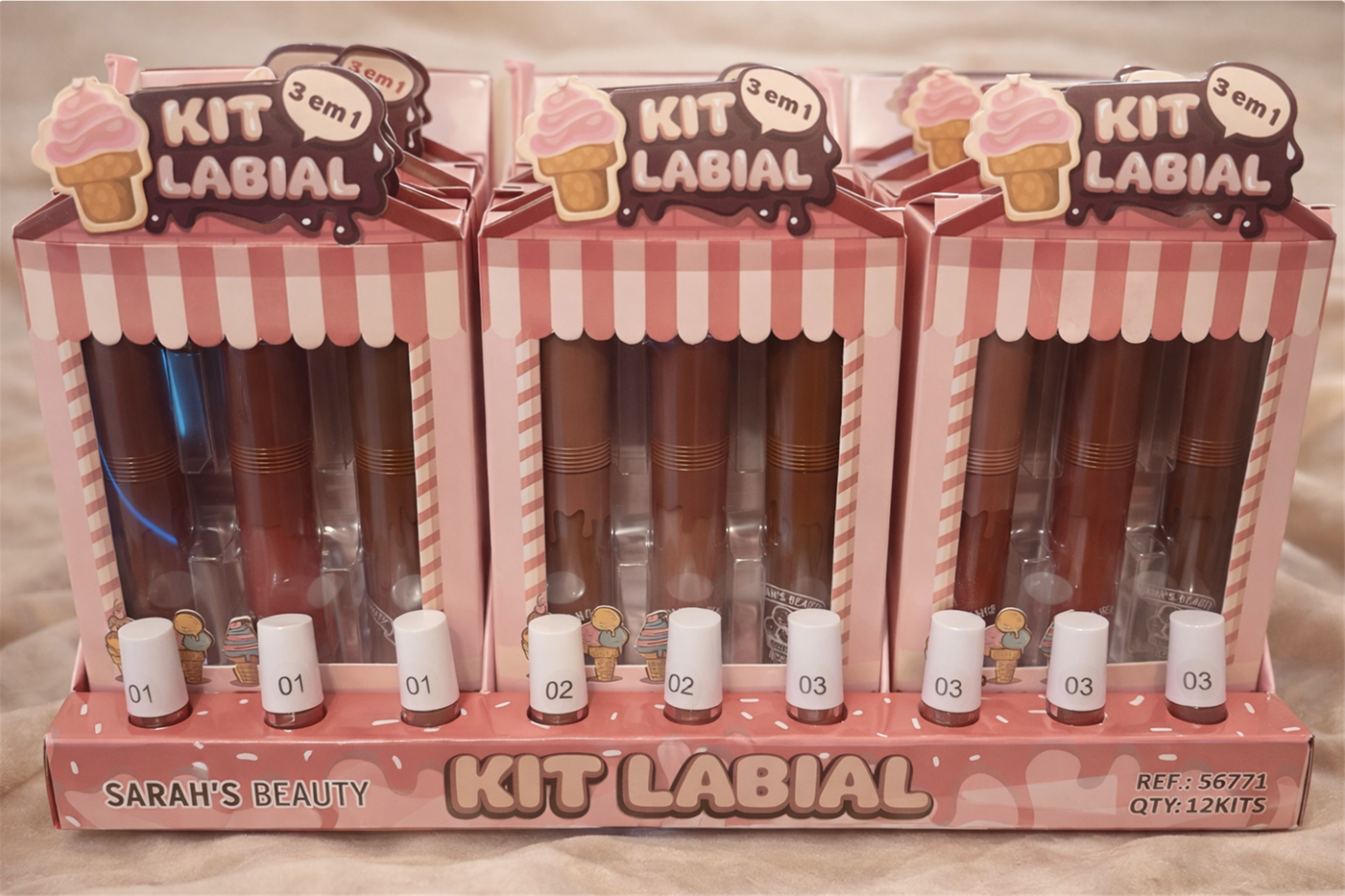 KIT LABIAL GLOSS 3 EM 1 - SARAH’S BEAUTY